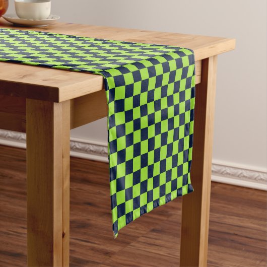 Lime and navy checkerboard pattern kurzer tischläufer (Beispiel)