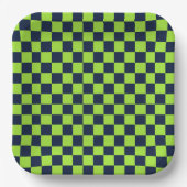 Lime and navy checkerboard pattern pappteller (Vorderseite)