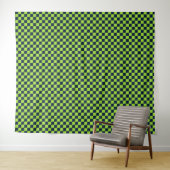 Lime and navy checkerboard pattern wandteppich (Beispiel (Horizontal))