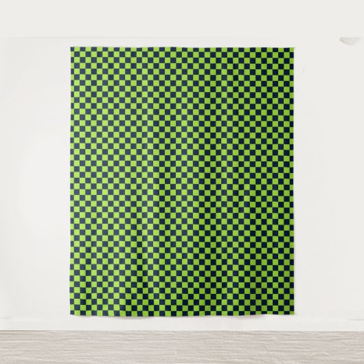 Lime and navy checkerboard pattern wandteppich (Vorderseite)