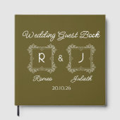 Lime Baroque Monogram Wedding Guest Book Gästebuch (Vorderseite)