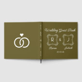 Lime Baroque Monogram Wedding Guest Book Gästebuch (Voll)