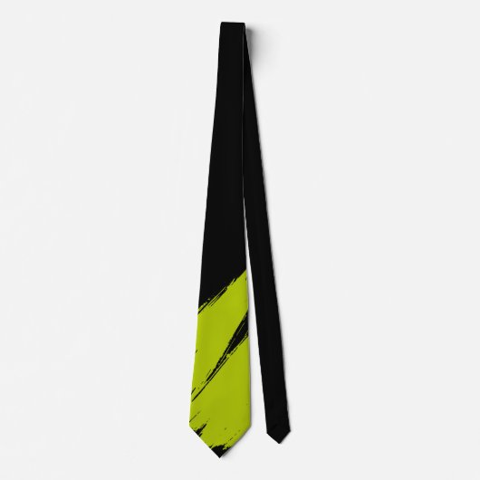 Lime Brush Modern Black Background Krawatte (Vorderseite)