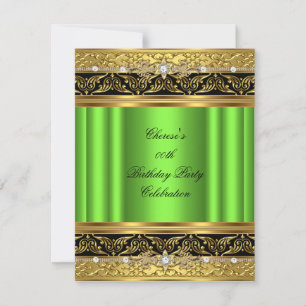 Lime Geburtstagsfeier Elegant Gold Diamant Schwarz Einladung