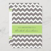 Lime Gray Chevron Bridal Lunch Invitation Cards Einladung (Vorne/Hinten)