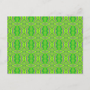Lime Green 60's Retro-Fraktal-Muster Postkarte