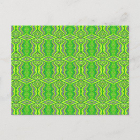 Lime Green 60's Retro Fraktal Muster Postkarte (Vorderseite)