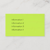 Lime Green Abstrakt Art Visitenkarte (Rückseite)