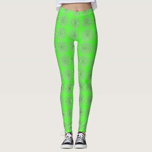 Lime Green Abstrakt Black Leggings (Vorderseite)