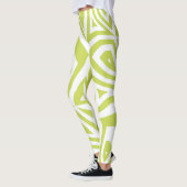 Lime Green Abstrakt Zebra Print Frauen Leggings (Links)