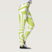Lime Green Abstrakt Zebra Print Frauen Leggings (Rechts)