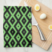 Lime green and black diamond pattern geschirrtuch (Viertel Falte)