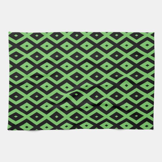 Lime green and black diamond pattern geschirrtuch (Horizontal)