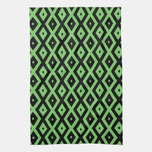 Lime green and black diamond pattern geschirrtuch (Vertikal)