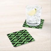 Lime green and black diamond pattern rechteckiger pappuntersetzer (Vor Ort)