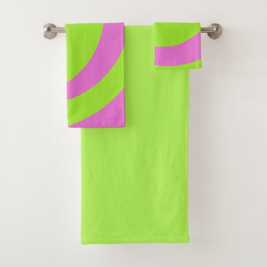 Lime Green and Pink Abstract Art Towel Set (Insitu)