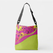 Lime Green And Pink Dotted Abstract Tragetaschen Mit Langen Trägern (Vorderseite)