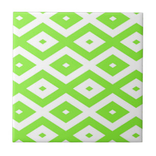Lime green and white diamond pattern fliese