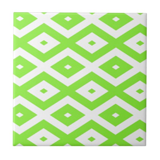 Lime green and white diamond pattern fliese (Vorderseite)