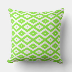 Lime green and white diamond pattern kissen