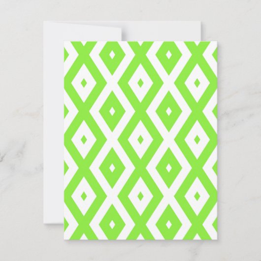 Lime green and white diamond pattern RSVP karte (Vorderseite)