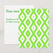 Lime green and white diamond pattern RSVP karte (Vorne/Hinten)