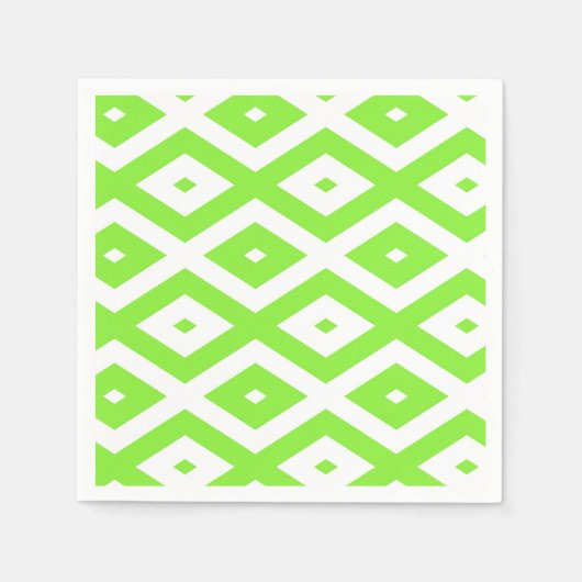 Lime green and white diamond pattern serviette (Vorderseite)