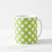 Lime Green and White Flower Pattern Kaffeetasse (VorderseiteRechts)