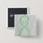 Lime Green Angel Awareness Ribbon Art Laptop Pin Button (Vorne & Hinten)