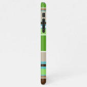 Lime Green Aqua Blue Brown Taupe Weiße Streifen iPhone Hülle (Linke Seite)