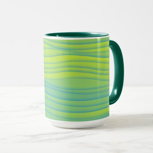 Lime Green Aqua Blue Retro Strip Tasse Cup (VorderseiteRechts)
