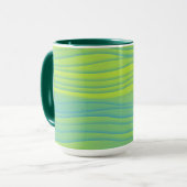 Lime Green Aqua Blue Retro Strip Tasse Cup (Vorderseite Links)