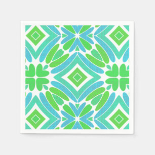 Lime Green Aqua Turquoise Retro Fantasy Pattern Serviette
