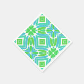 Lime Green Aqua Turquoise Retro Fantasy Pattern Serviette (Ecke)