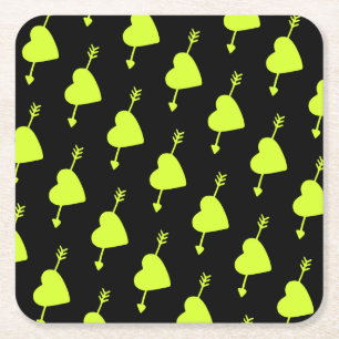 Lime Green Arrowed Heart Rechteckiger Pappuntersetzer