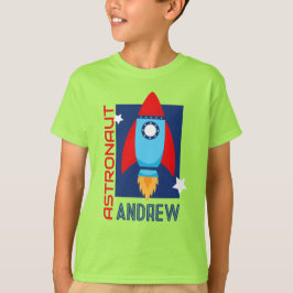 Lime Green Astronaut Name Space Rocket Party Shirt