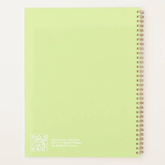 Lime Green Aura Big Year Planner Planer (Rückseite)