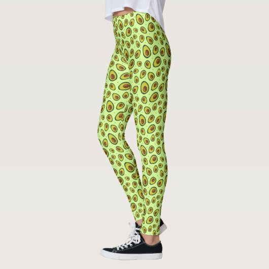 Lime Green Avocado Fruit Gemustert Leggings (Links)