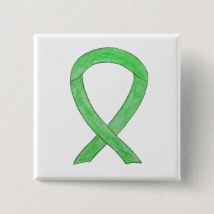 Lime Green Awareness Ribbon Art Laptop Pin Button
