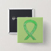 Lime Green Awareness Ribbon Art Laptop Pin Button (Vorne & Hinten)