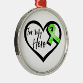 Lime Green Awareness Ribbon für meinen Helden Silbernes Ornament (Rechts)