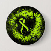 Lime Green Awareness Ribbon Grunge Herz Button (Vorderseite)
