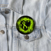 Lime Green Awareness Ribbon Grunge Herz Button (Beispiel)