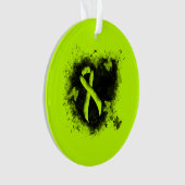 Lime Green Awareness Ribbon Grunge Herz Ornament (Vorderseite)