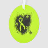 Lime Green Awareness Ribbon Grunge Herz Ornament (Vorderseite)