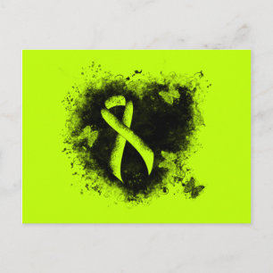 Lime Green Awareness Ribbon Grunge Herz Postkarte