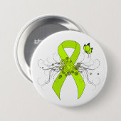 Lime Green Awareness Ribbon mit Butterfly Button (Vorne & Hinten)