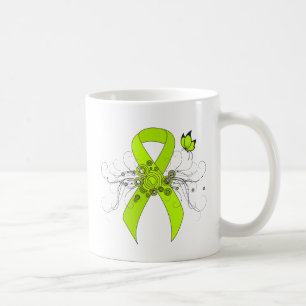 Lime Green Awareness Ribbon mit Butterfly Kaffeetasse