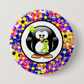 Lime Green Awareness Ribbon Penguin Button (Vorderseite)