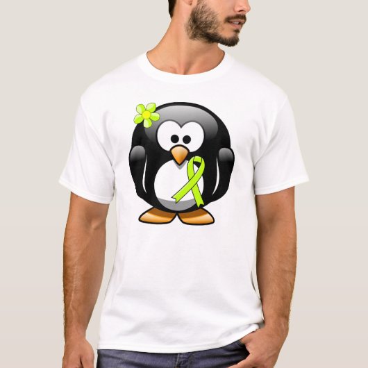 Lime Green Awareness Ribbon Penguin T-Shirt (Vorderseite)